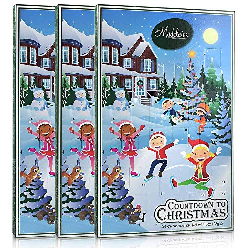 (3 Pack) Madelaine Chocolate 2020 Countdown to Christmas Advent Calendar, Filled With (4.5oz - 128g) 24 Solid Premium Milk Chocolate Ornaments
