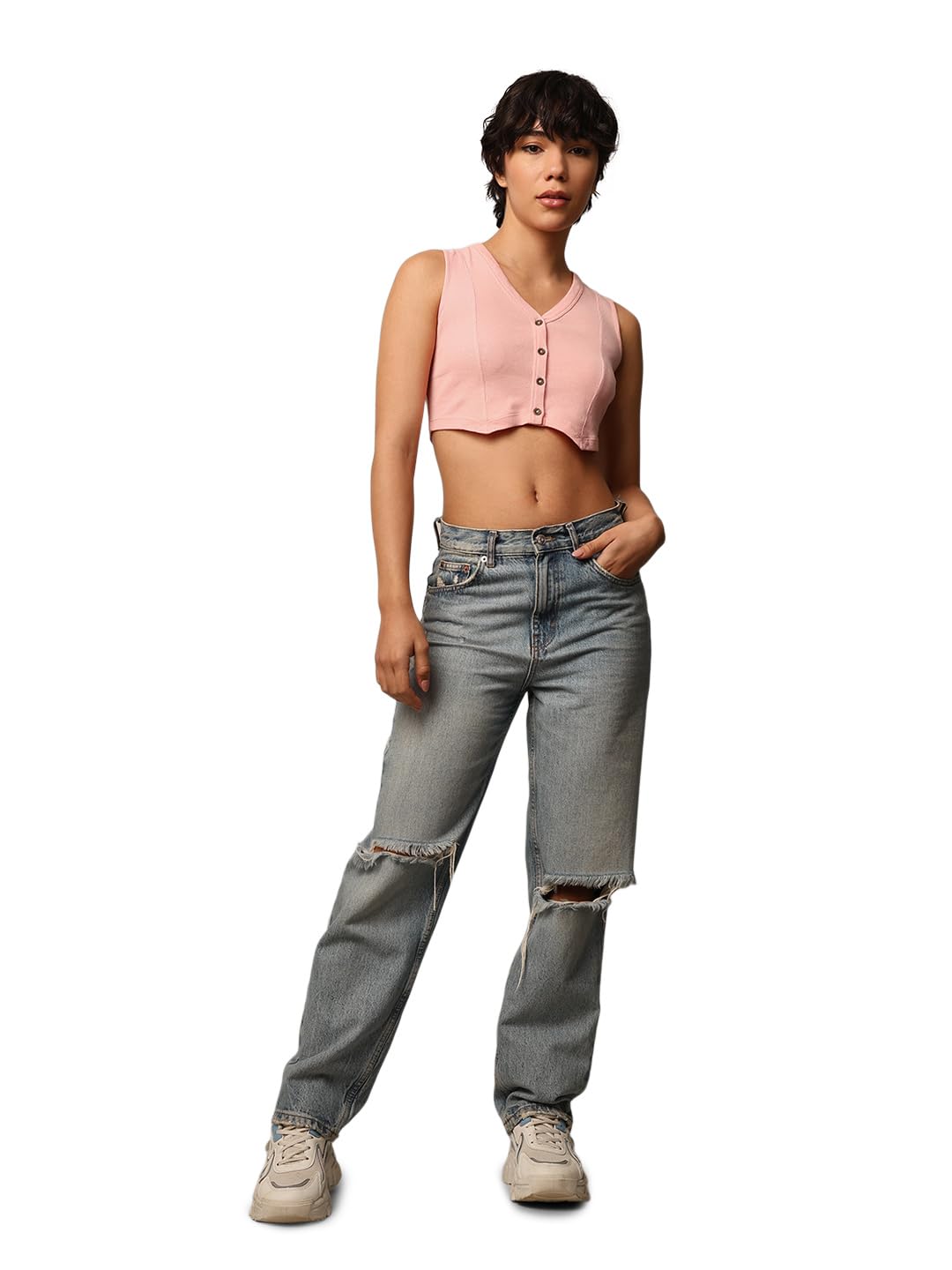 only Women's Solid Regular Fit T-Shirt-picture-15