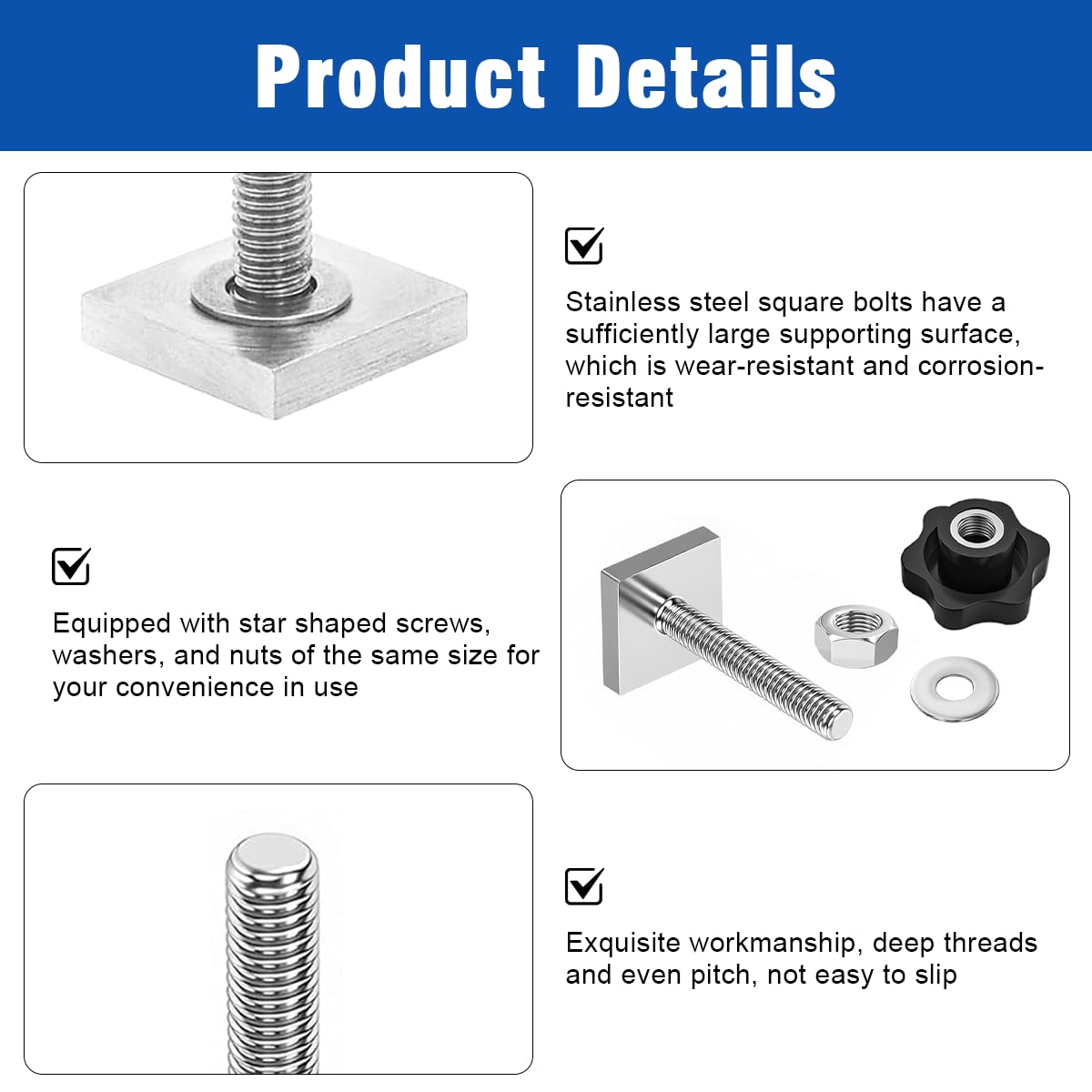 8 Pezzi Viti T-Nut M6 x 35mm, Adattatore T-Nut con Dadi A Stella M6 e Rondelle, per Portapacchi, Portabiciclette e Barre da Tetto