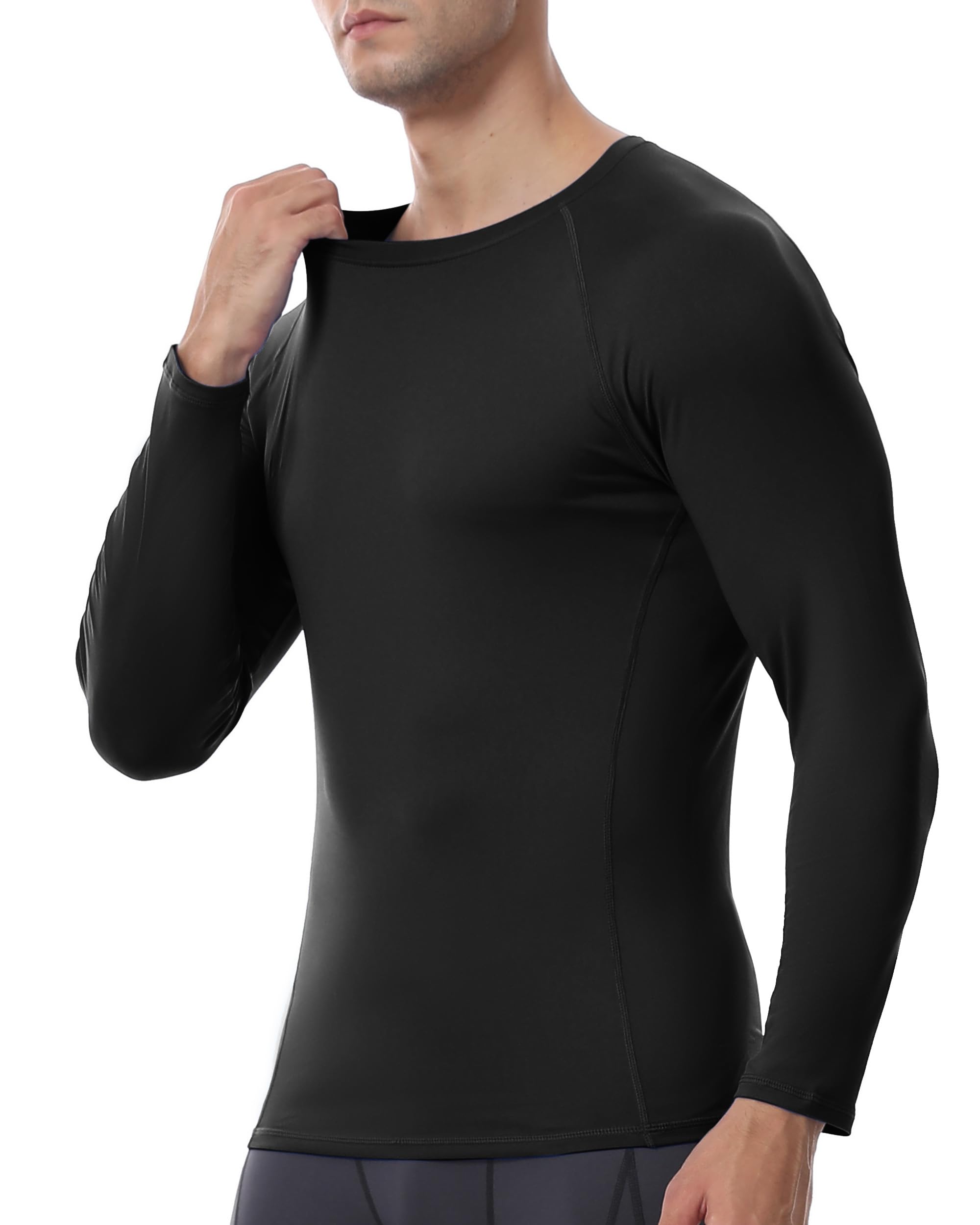 Maglia a compressione da uomo a maniche lunghe, ad asciugatura rapida, per atletica, per calcio, corsa, allenamento