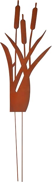 Relaxdays Piquet de Canne pour Jardin, métal, oxydable, 120 x 35 x 0,5 cm, décoration extérieure Marron - 1