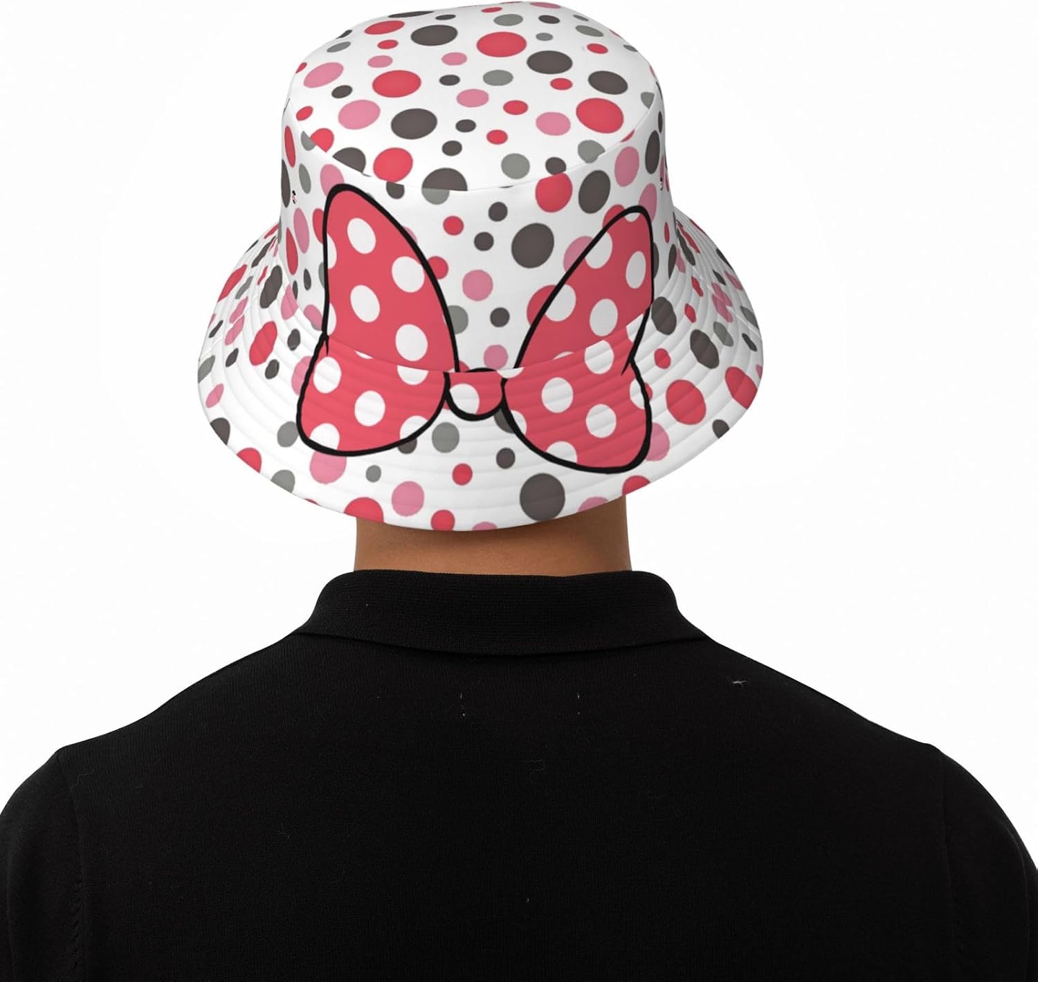Cute Polka Dot Bucket Hats for Women Men Bow Fisherman Hat Summer Outdoor Sun Cap for Travel Hiking Beach