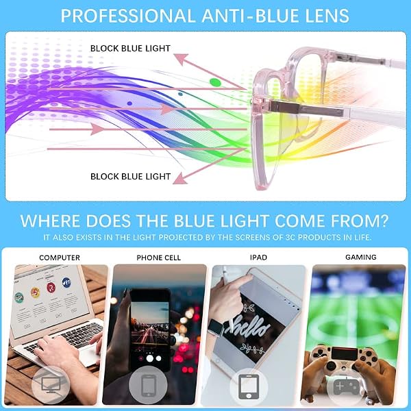BONCAMOR 2 Pack Progressive Multifocus Reading Glasses Men and Women Computer Blue Light Blocking Anti Eyestrain Readers(Pink Clear, 2.0) by BONCAMOR - Image 3