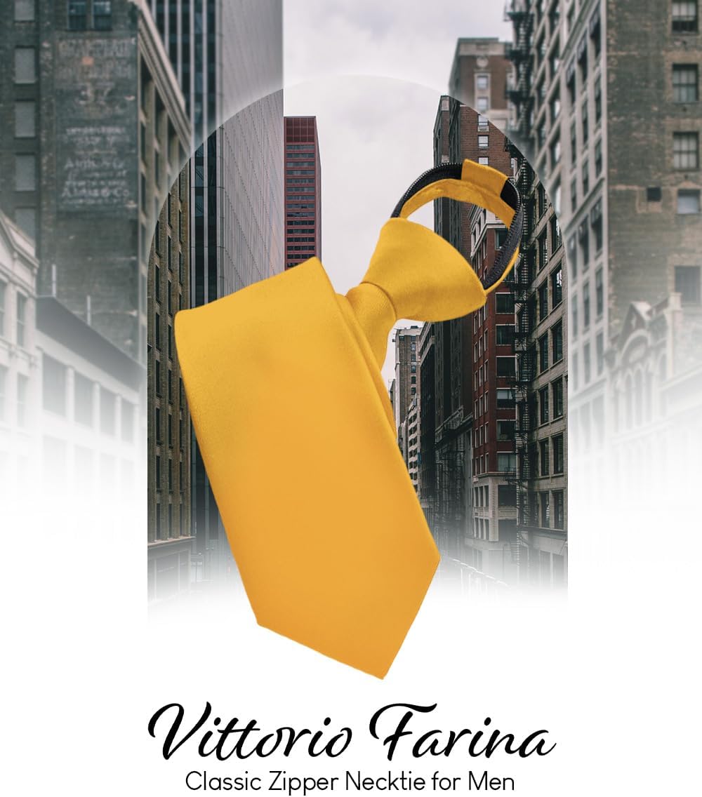 Solid Satin Zipper Ties for Men - Men's Fashion Accessories - Tie for Any Occasion