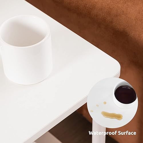 Miniatura 8 de Apicizon Mesa auxiliar de 2 niveles, mesa auxiliar pequeña con patas de madera maciza, mesita de noche bohemia con estante de almacenamiento, mesita