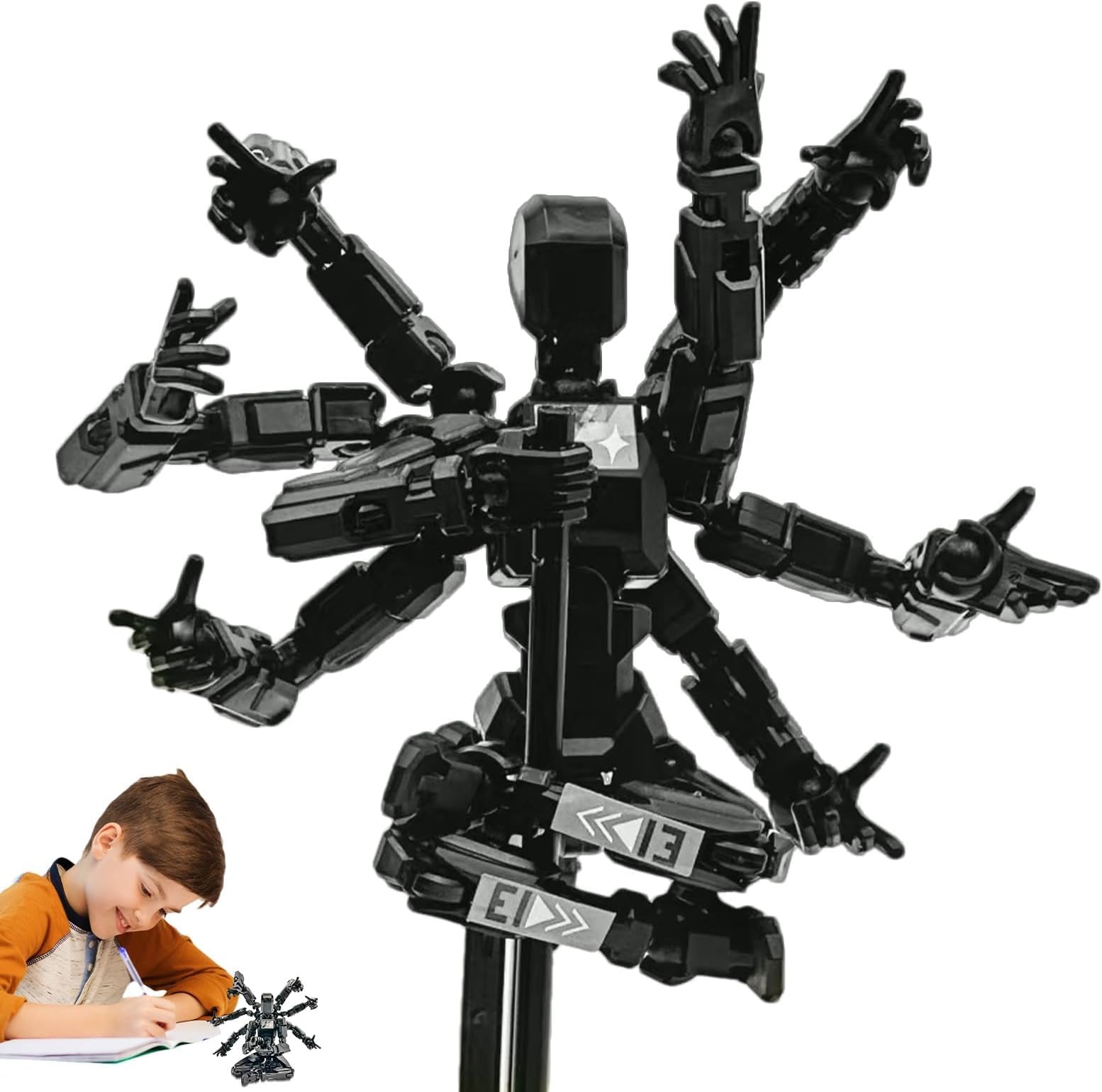 T-13 Action Figure Model, Multi-jointed Cartoon Full Body Character With Eight Arms, Character Action Figures, Multi-Jointed Collectible Figure With Adjustable Joints, Display Toy For Bookshelf Desk