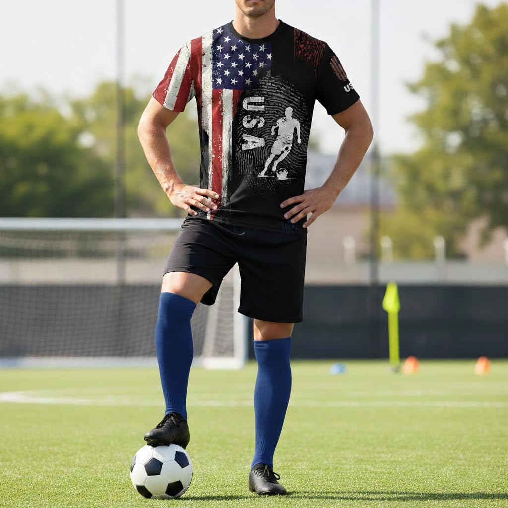 Soccer Jersey for Men Short Sleeve Training Shirt Breathable Sport Casual T Shirt for Soccer Fans