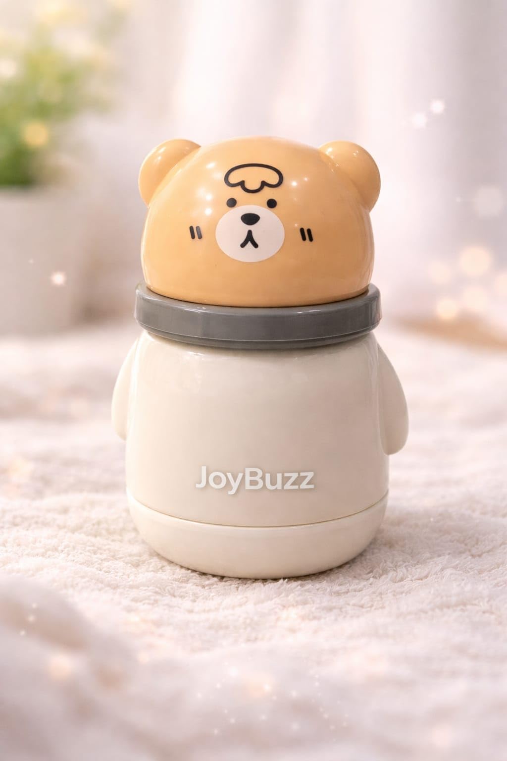 Joy Buzz Baby Powder Puff Container with Soft Puff | Dust Free Powder Case for Babies | Cute Panda Design | Baby Powder Applicator | Travel Friendly Baby Grooming Powder Box (Cute Bear)-picture-10