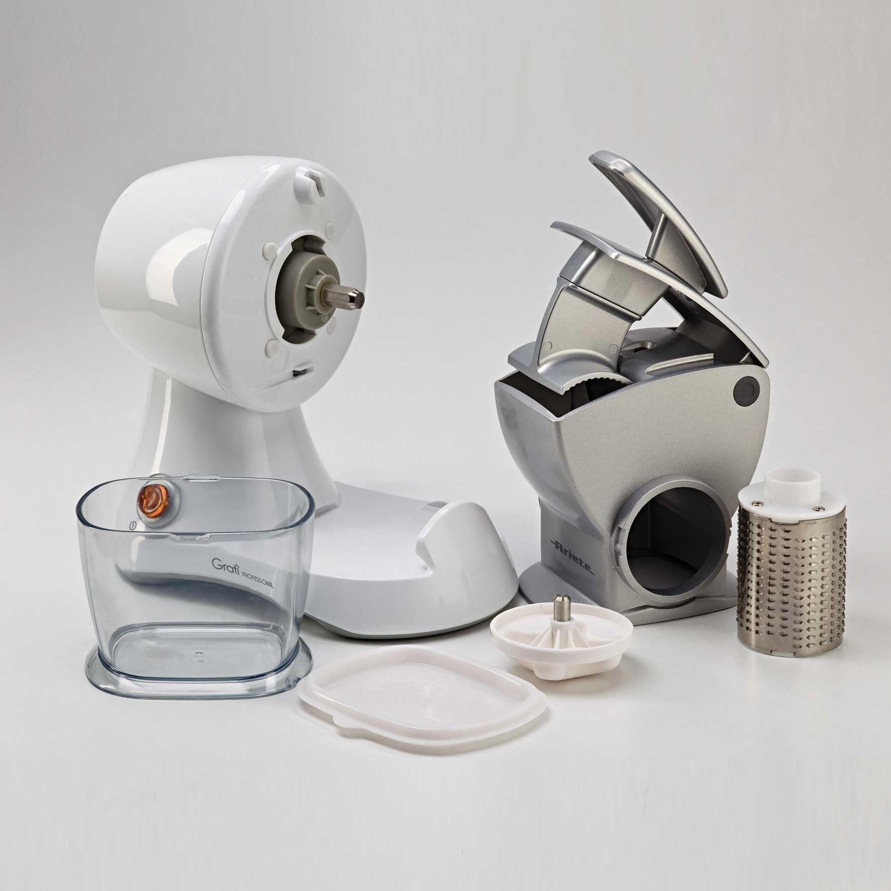 448 Gratì Professional - Grattugia elettrica con rullo professionale, Contenitore estraibile con tappo salvafreschezza, 120W