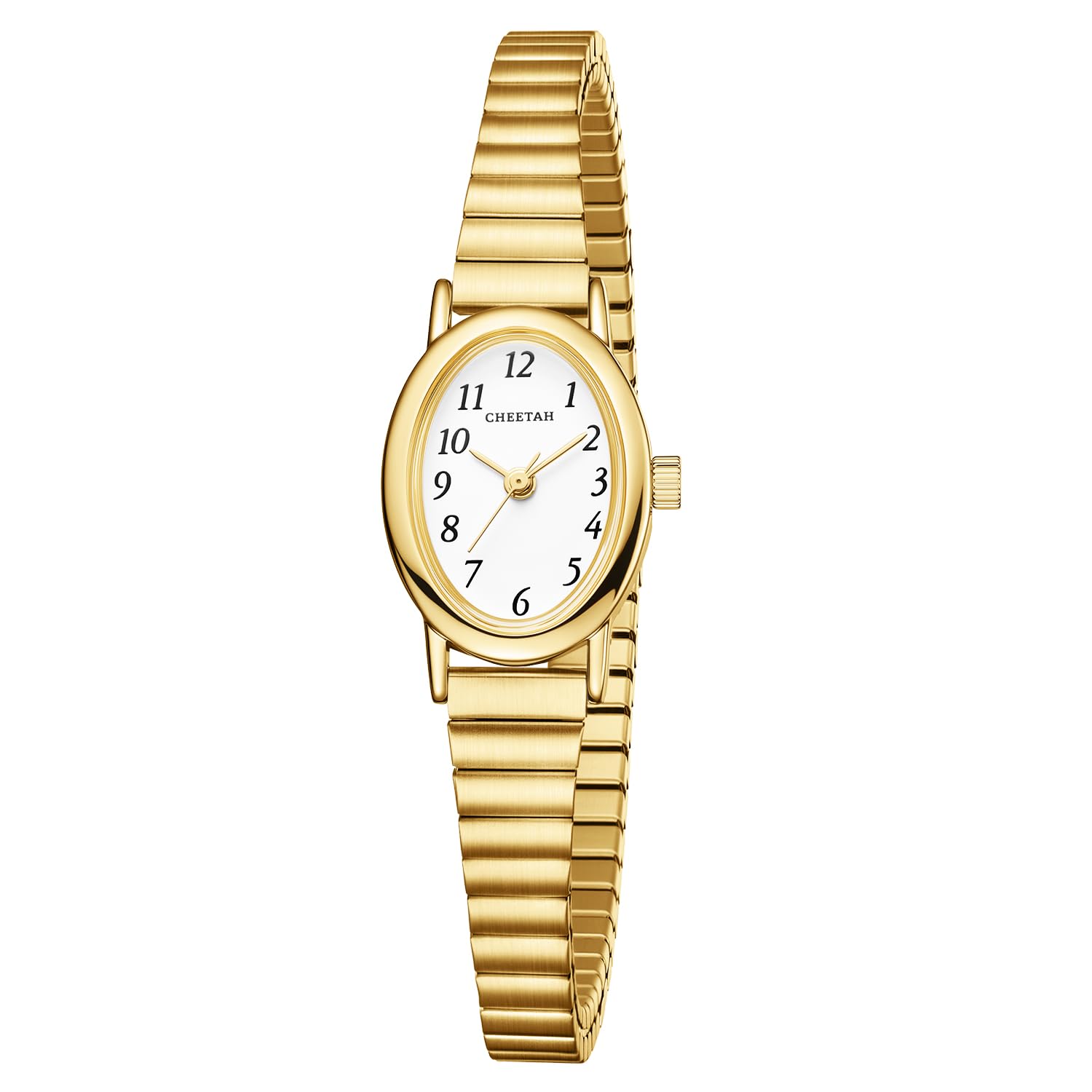 Cheetah Elegante goldene Damenuhr mit Quarz: wasserdichte Uhr mit verstellbarem Edelstahlarmband und schlichtem Zifferblatt mit römischen Ziffern