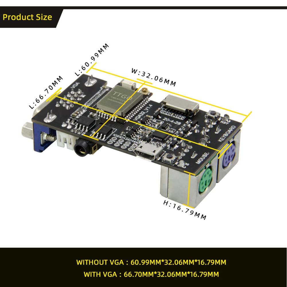 FabGL VGA32 VGA MóDulo PSRAM V1.4 Controlador PS/2 RatóN Teclado GráFicos Biblioteca Juego ANSI/VT Terminal Circuitos