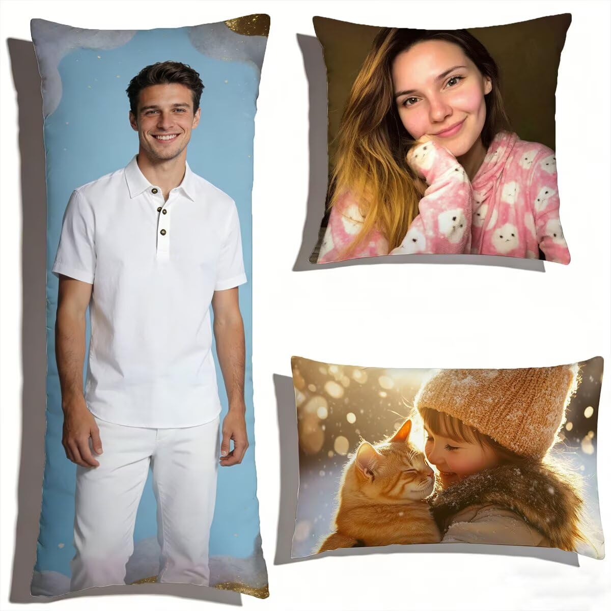 Cojin Personalizado con Foto, Funda Cojin 60x180 cm-Cojín Personalizado con Foto, Impresión a Doble Cara Diseño o Texto, Cojines Personalizados Regalos Originales para Mujer, Cojines Sofa, 0o-158