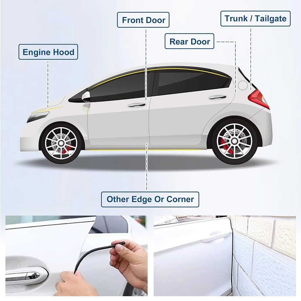 Paraspigoli Per Portiere Auto - Bordo In Gomma Flessibile Argento, Lunghezza 19,7 Piedi - Foto 6