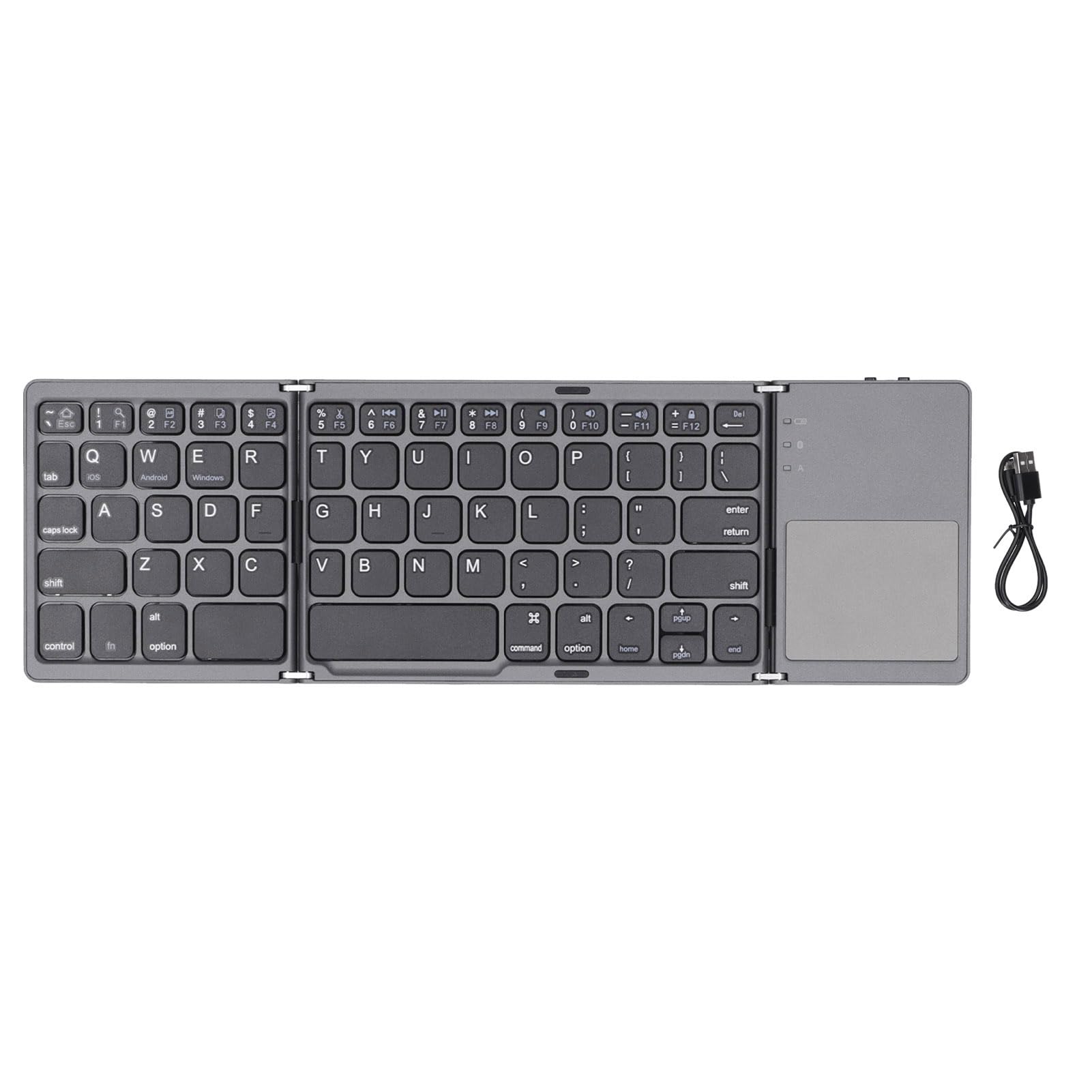Przenośna Klawiatura, Przenośna Klawiatura Komputerowa z Touchpadem, Ergonomiczna Klawiatura do Pisania USB z Możliwością ładowania do Komputera PC Laptop Tablet (Czarny)