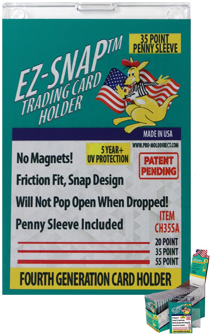 Box(25) Pro-Mold 35pt. EZ-Snap Trading Card Holders Holds Sleeved Card UV Protection CH35SA