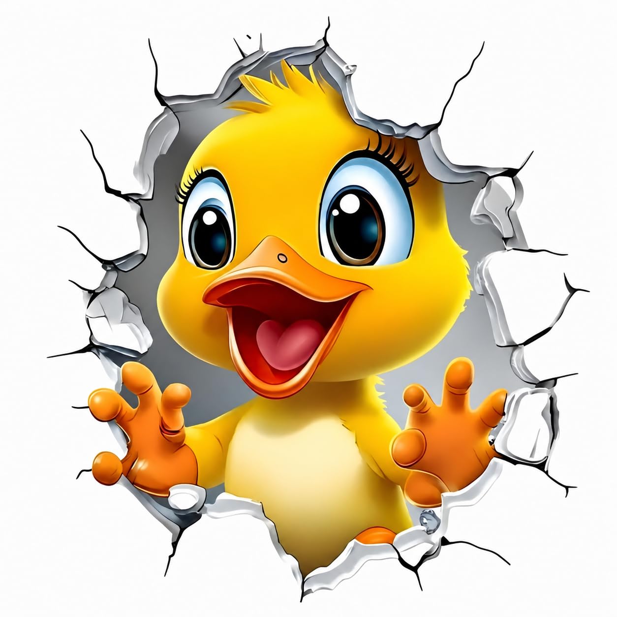 Cute Duck 3D Wall Sticker for Kids Room | Cartoon Duck Breaking Wall Design PVC Wall Decal | Waterproof Nursery Decor | 60x40 cm-image-29