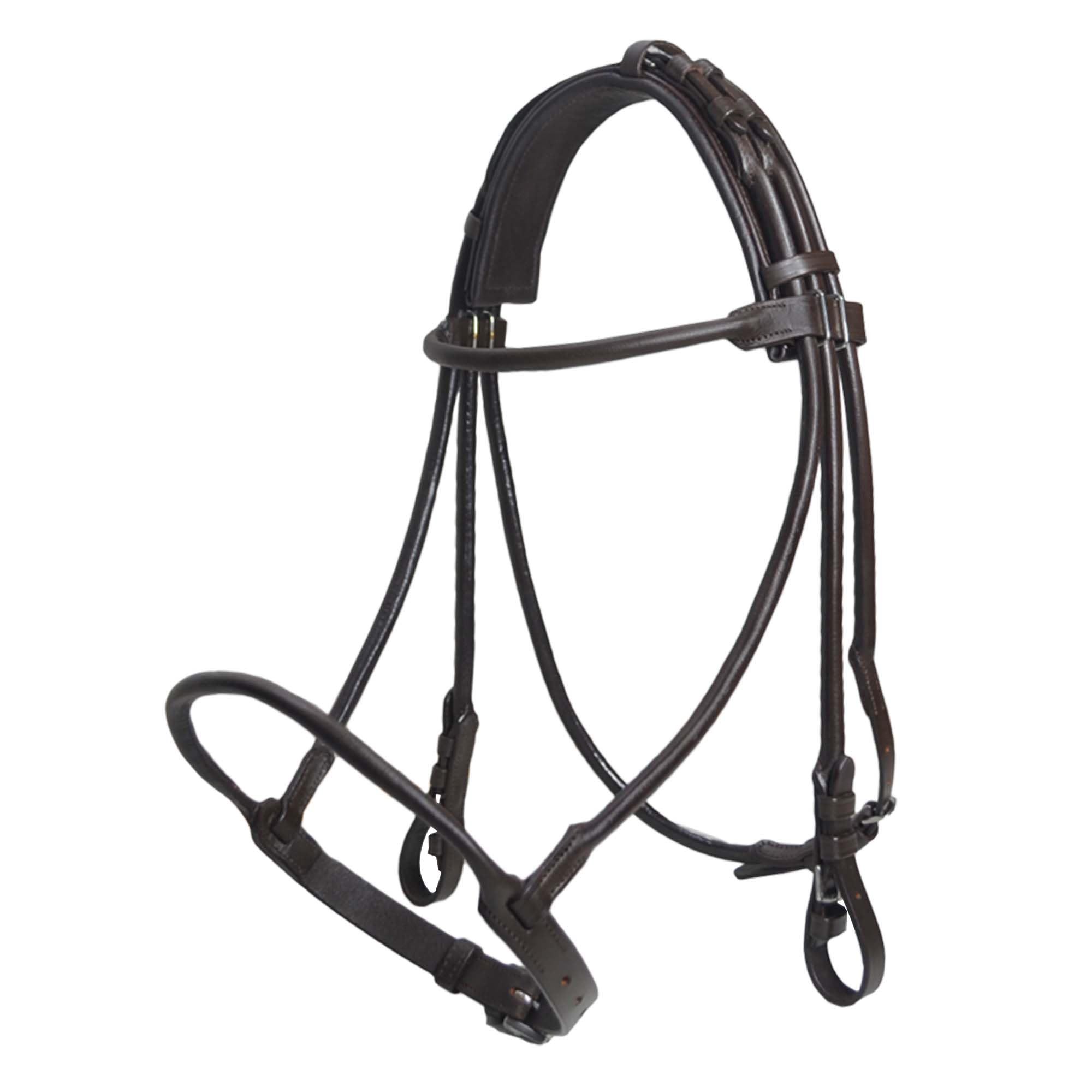 SIE - Briglie di cavallo arrotolate in pelle con redini (marrone, pieno)