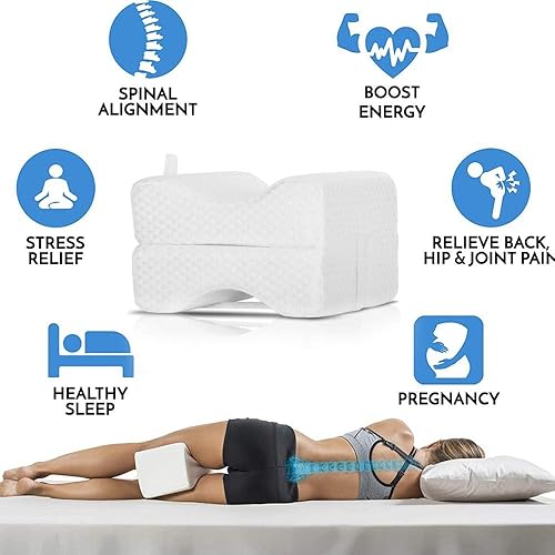 Miniatura 6 de Almohada de rodilla ajustable para dormir de lado, almohadas de piernas de espuma viscoelástica para dormir, almohadas de elevación de piernas con