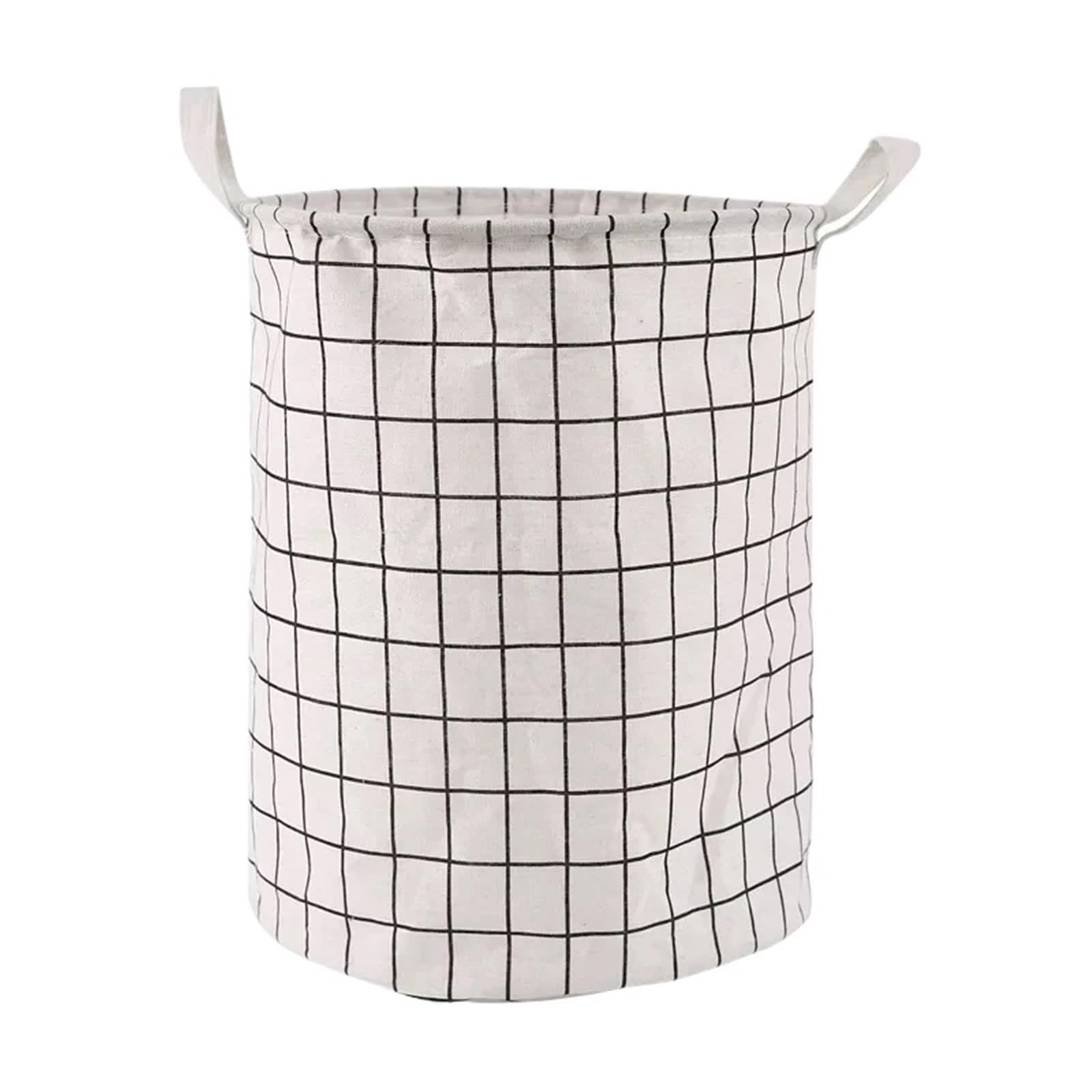 Large Capacity Foldable Laundry Hamper Home Clothes Toys Storage Basket Cotton Linen Waterproof Organizer Bucket For Bedroom(Color1)