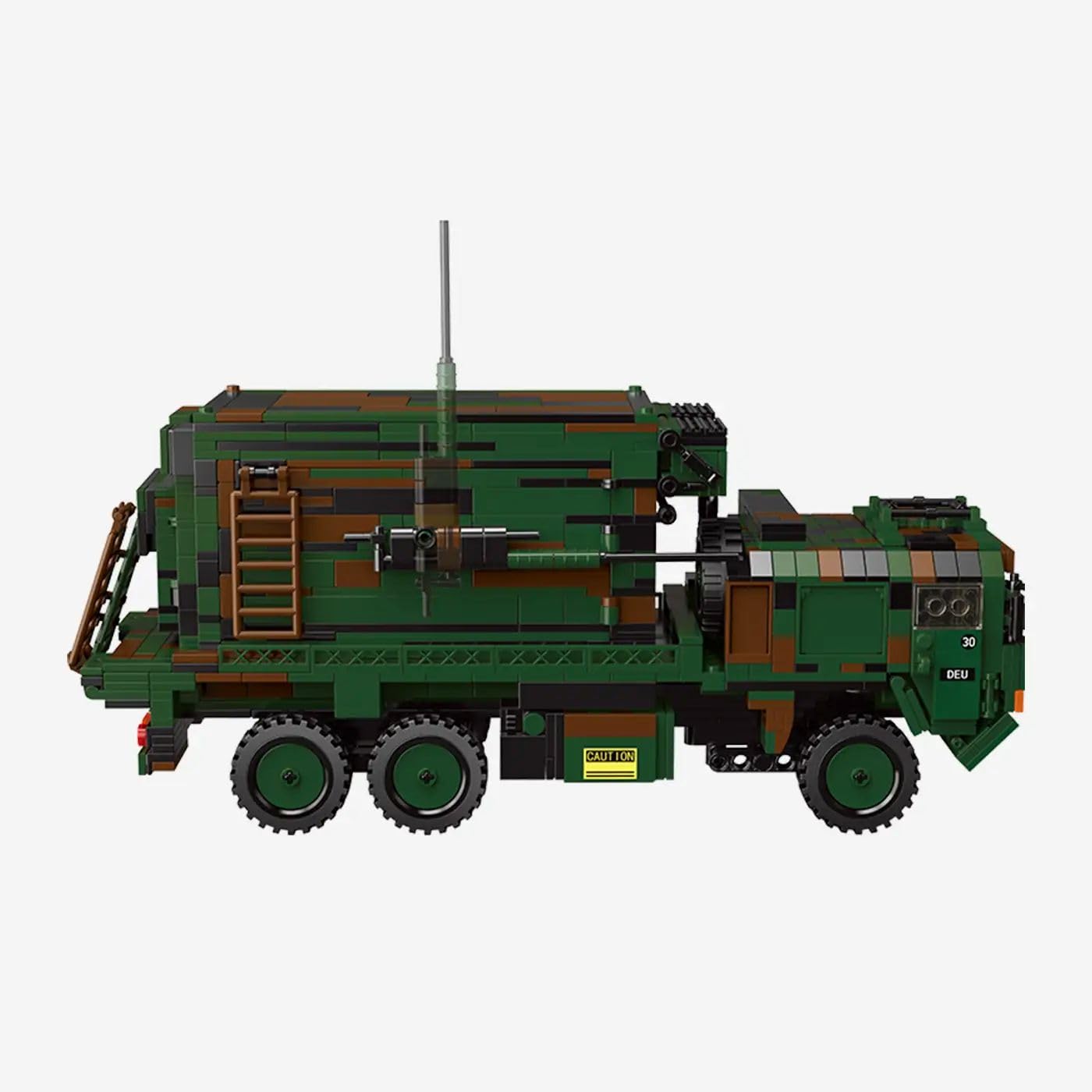 BlueBrixx Patriot Feuerleitstand der Bundeswehr, 1490 Klemmbausteine | Sichtbare Innenausstattung, aufklappbare Türen und Klappen, vier Achsen, Tarnoptik, 340 x 120 x 150 mm, 109771