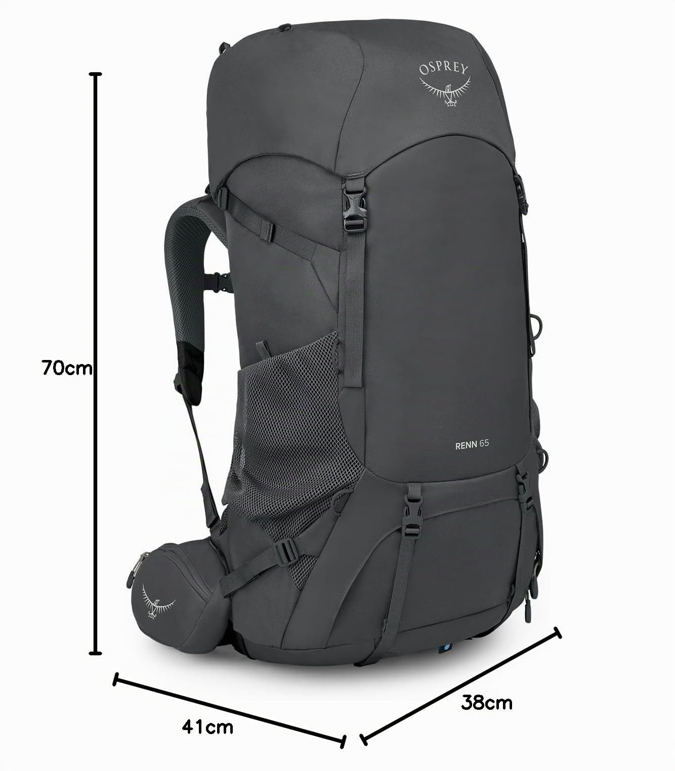 Osprey Renn Zaino da trekking donna, 65L, Dark Charcoal/Gray Wolf