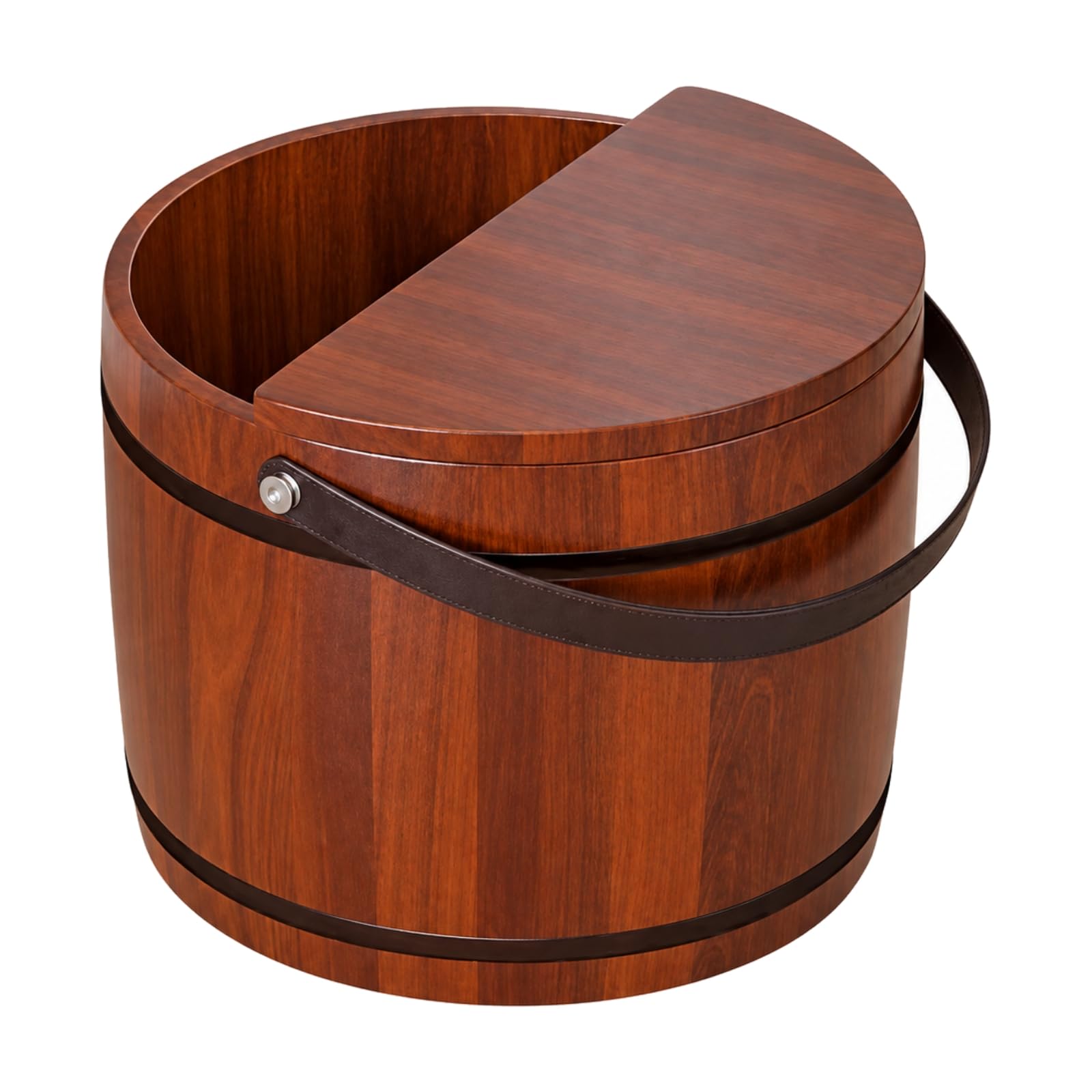 Ronyme Secchio Cilindrico in Cedro per Bagno dei Piedi Portatile Vasca Pediluvio in Legno Massello con Maniglia Robusta per Appassionati di Benessere, Casa, Massaggio, 25x31cm