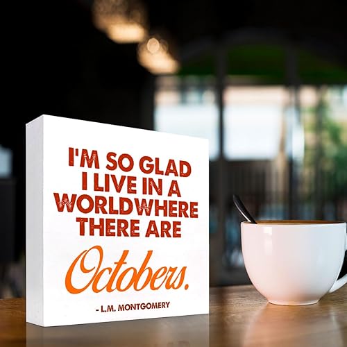 Miniatura 82 de Decoración de escritorio de otoño, Groovy Gobble Gobble Fall Thanksgiving Wood Block Sign Decoración de escritorio, caja de madera rústica de