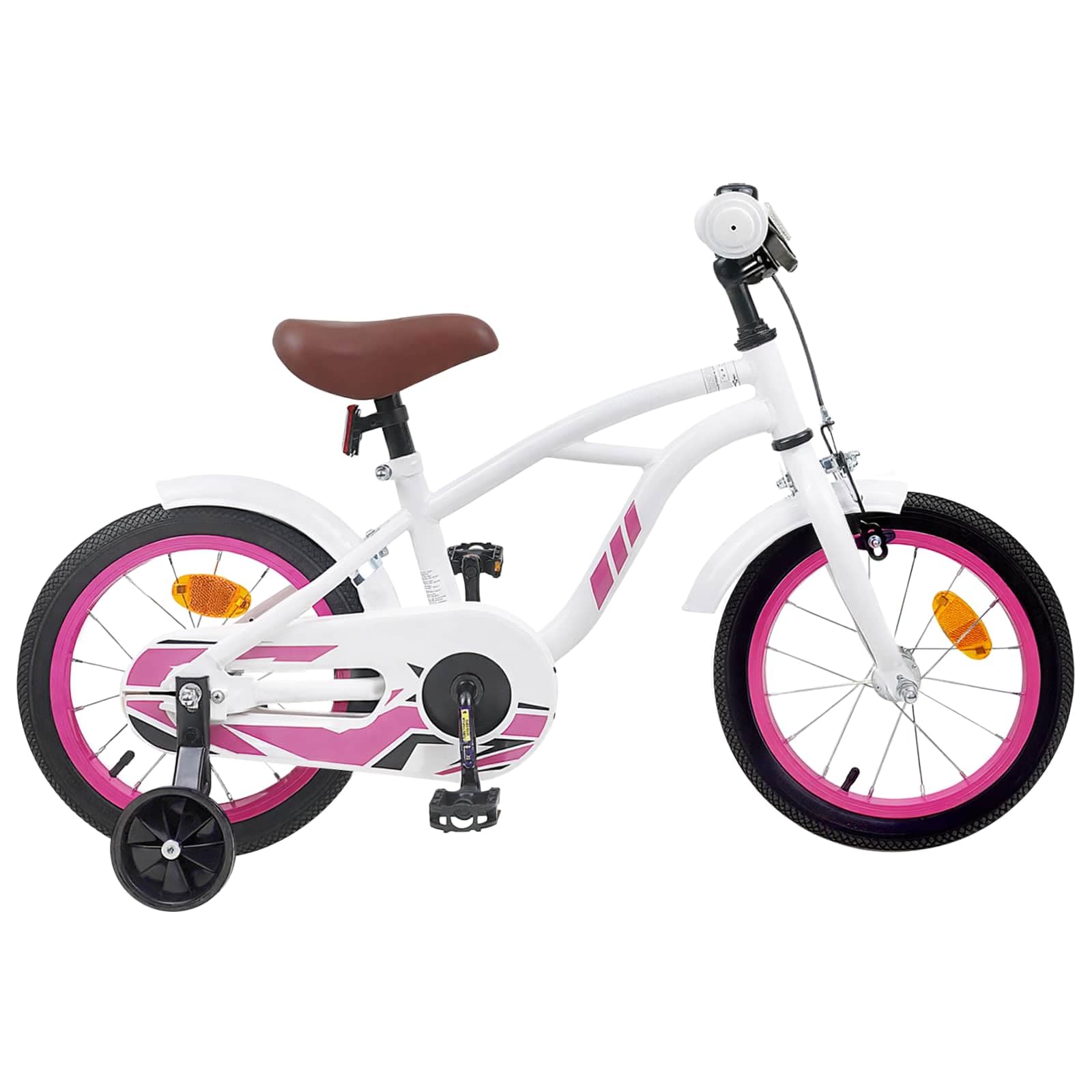 Bicicleta infantil de acero verde claro con manillar ajustable y asiento para 2-4 años, incluye guardabarros, timbre, llanta y freno de contrapedal