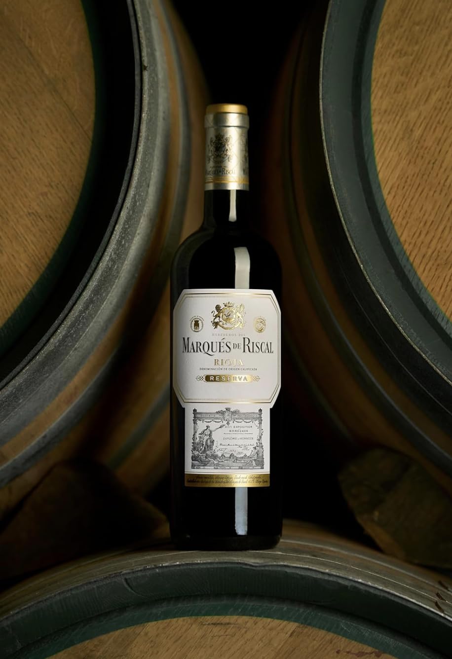 Marqués De Riscal Vino Tinto Reserva Denominación de Origen Calificada Rioja, Variedad Tempranillo, 24 Meses en barrica, 6 Botellas de 750 ml -Pack Mysecretwine-