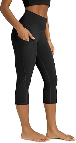 Miniatura 121 de ODODOS - Leggings capri de cintura alta para mujer con bolsillos, control de abdomen, no se transparentan, para entrenamiento atlético, running