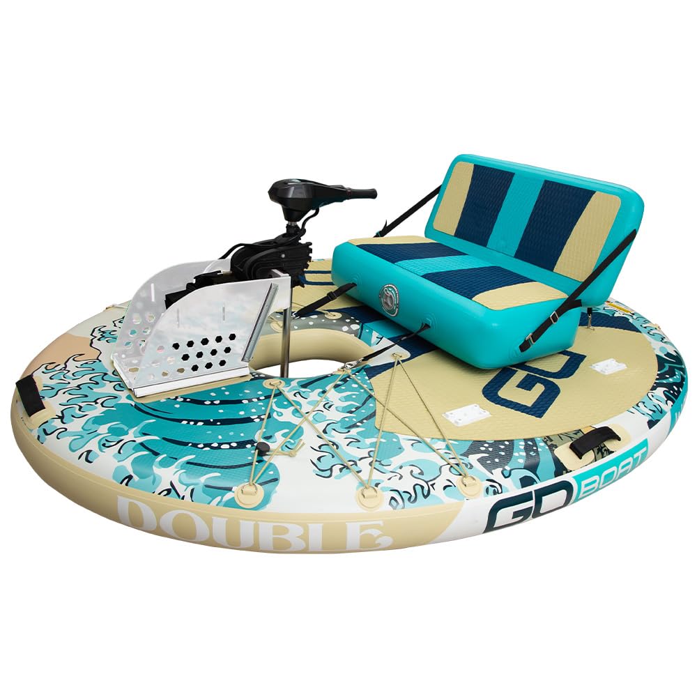 GoBoat Double Wave– 2?Person Inflatable Boat with a Wave Design | Electric Motor & Backpa…