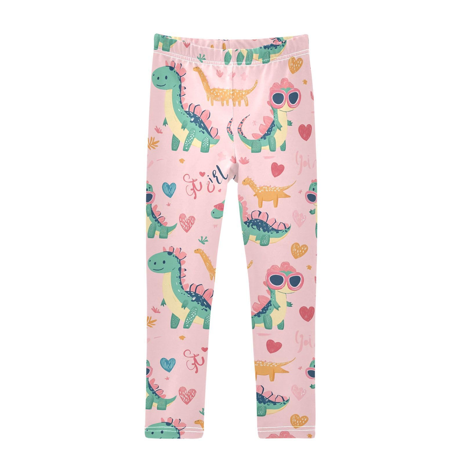 Wusikd Cute Dinosaurs Glasses Girls' Leggings Toddler Doodles Hearts Kids Yoga Pants Dance Active Tights 6T Multi