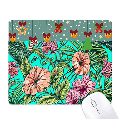 Tapis de souris en caoutchouc fleur et feuille verte, le cadeau de Noël