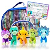Plush Dinosaur Stuffed Animal with Carrying Case for Boys and Girls - Set of 5 Cute Dinosaur Plush T