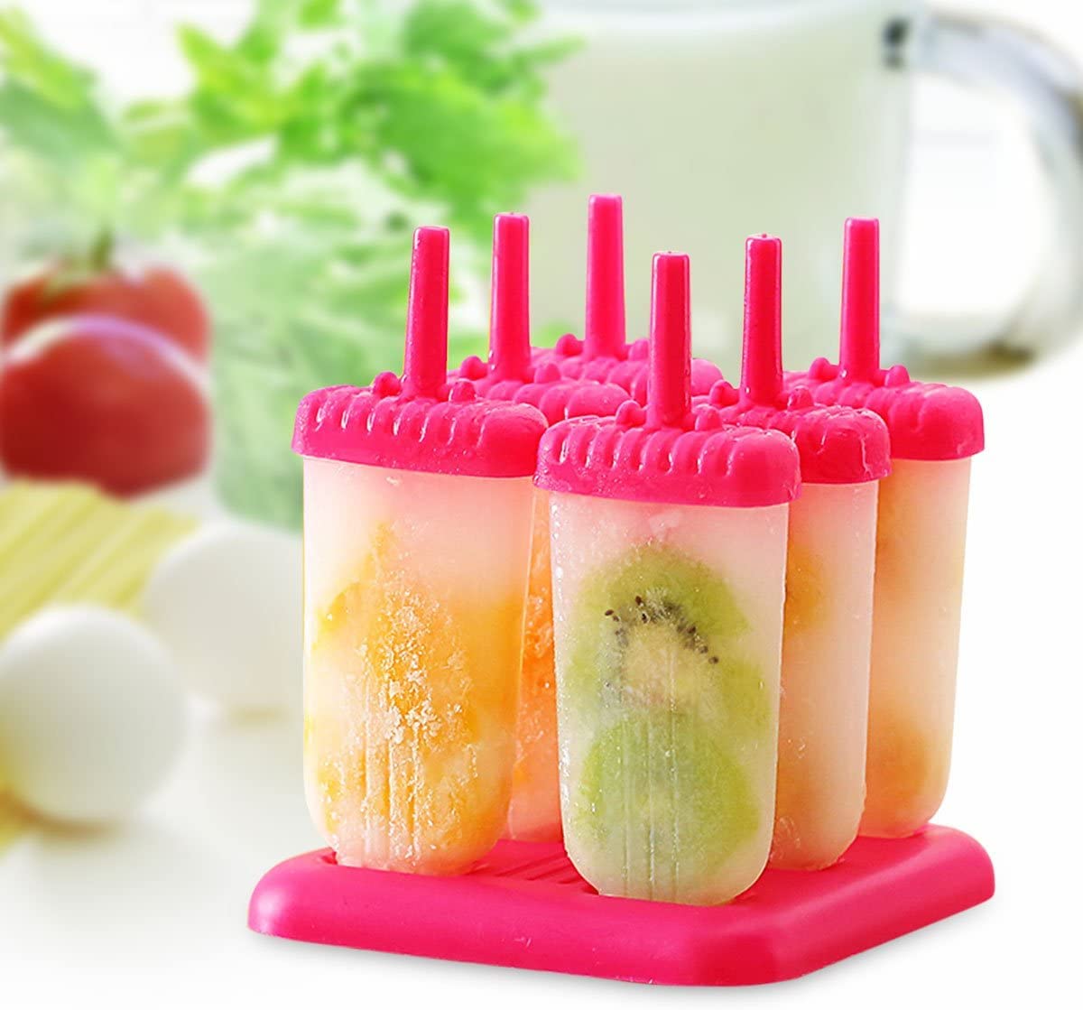 COSKIRA 6pcs Ice Lolly Moulds, Popsicle Maker Set,Ice Lolly Makers,DIY Popsicle with Sticks,Popsicle Mo-LDS,for Chocolate, Candy and pops,Easily Removed, Save time and Effort