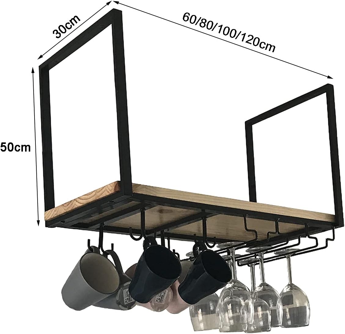 for Display Books/Wine Glass/red Wine/Flower Pot/Decoration Storage Rack,Ceiling Mounted Wine Rack and Rustic Floating Shelves, Easy to Install