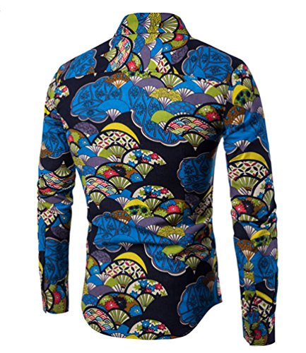 CHENGYANG Uomo Floreale Stampa Camicie Maniche