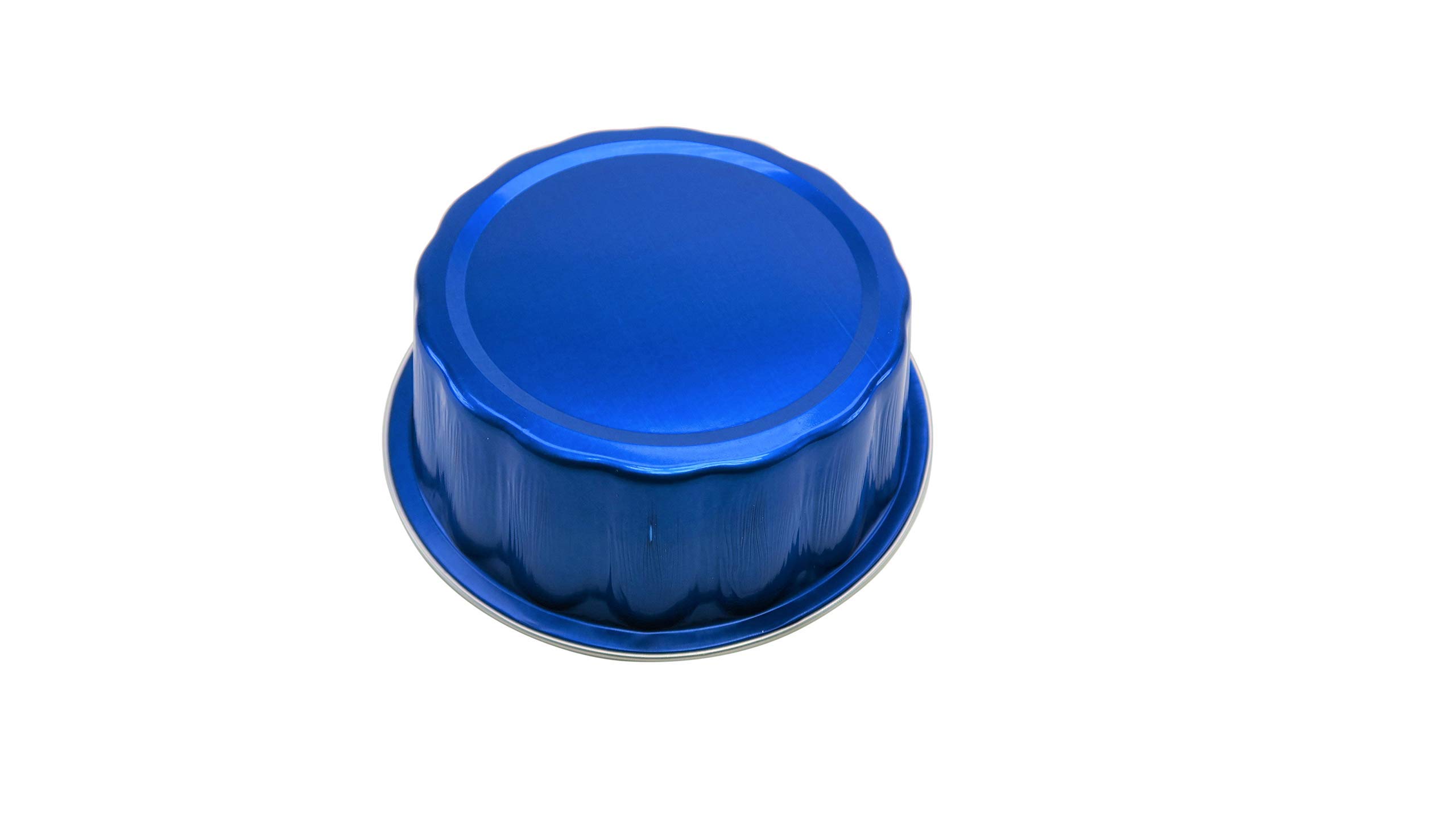 KitchenDance Disposable 8 Oz. Colored Aluminum Cake Cups - Tart Pans, Dessert Pans With Lids (Blue, 50 Count)