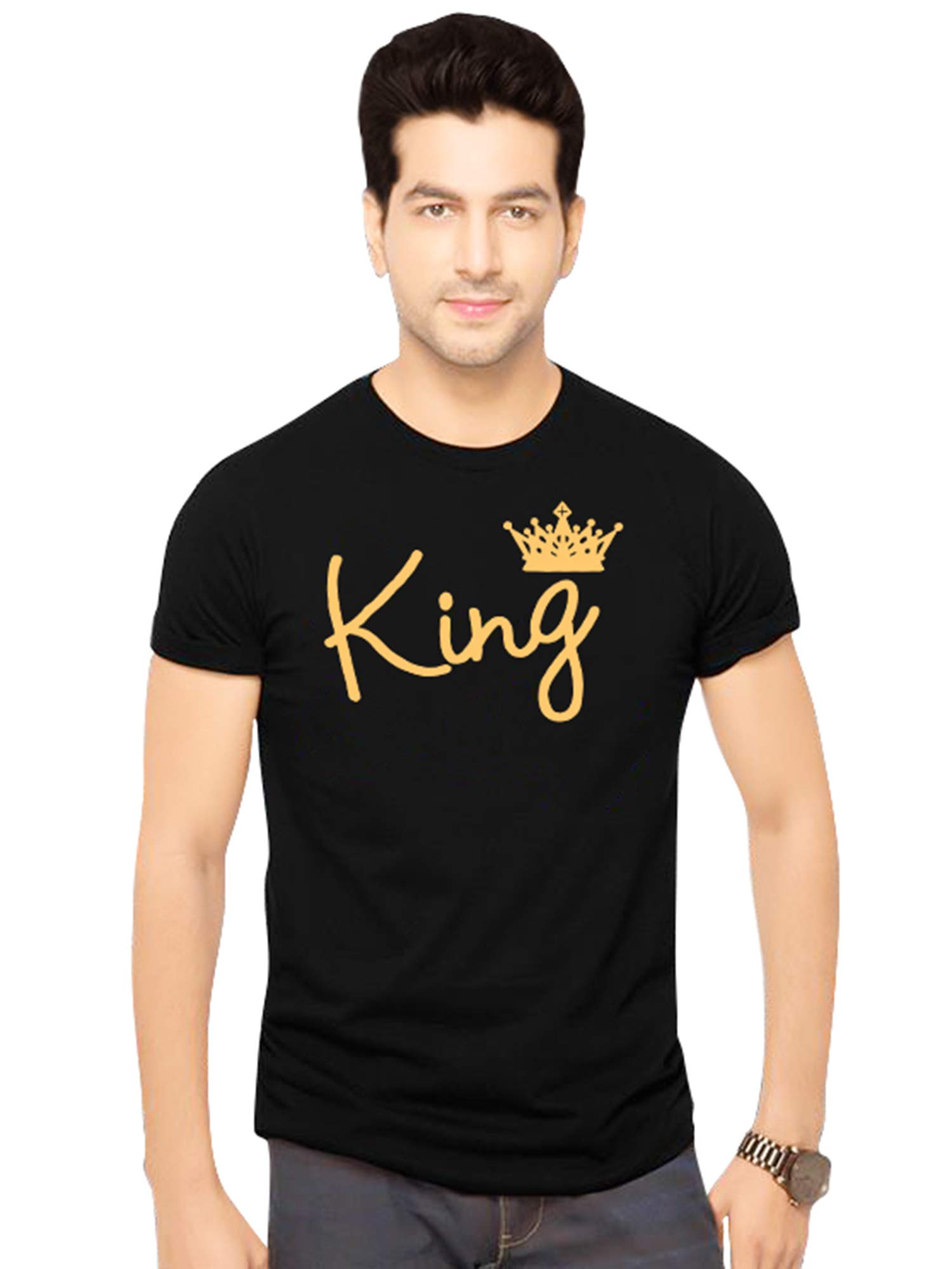 Applecreation Men's Cotton King Printed Round Neck Half Sleeve T-Shirt