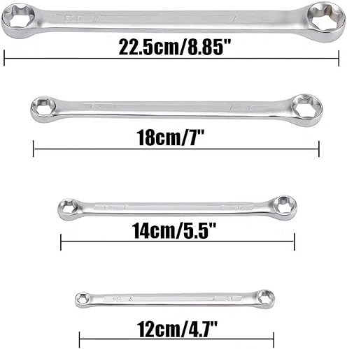 Miniatura 6 de Juego de llaves de caja TRX-Star E-Torx de 4 piezas, E6 E8 E10 E12 E14 E18 E20 E24 Torx Juego de llaves Torx, juego de llaves de doble extremo de