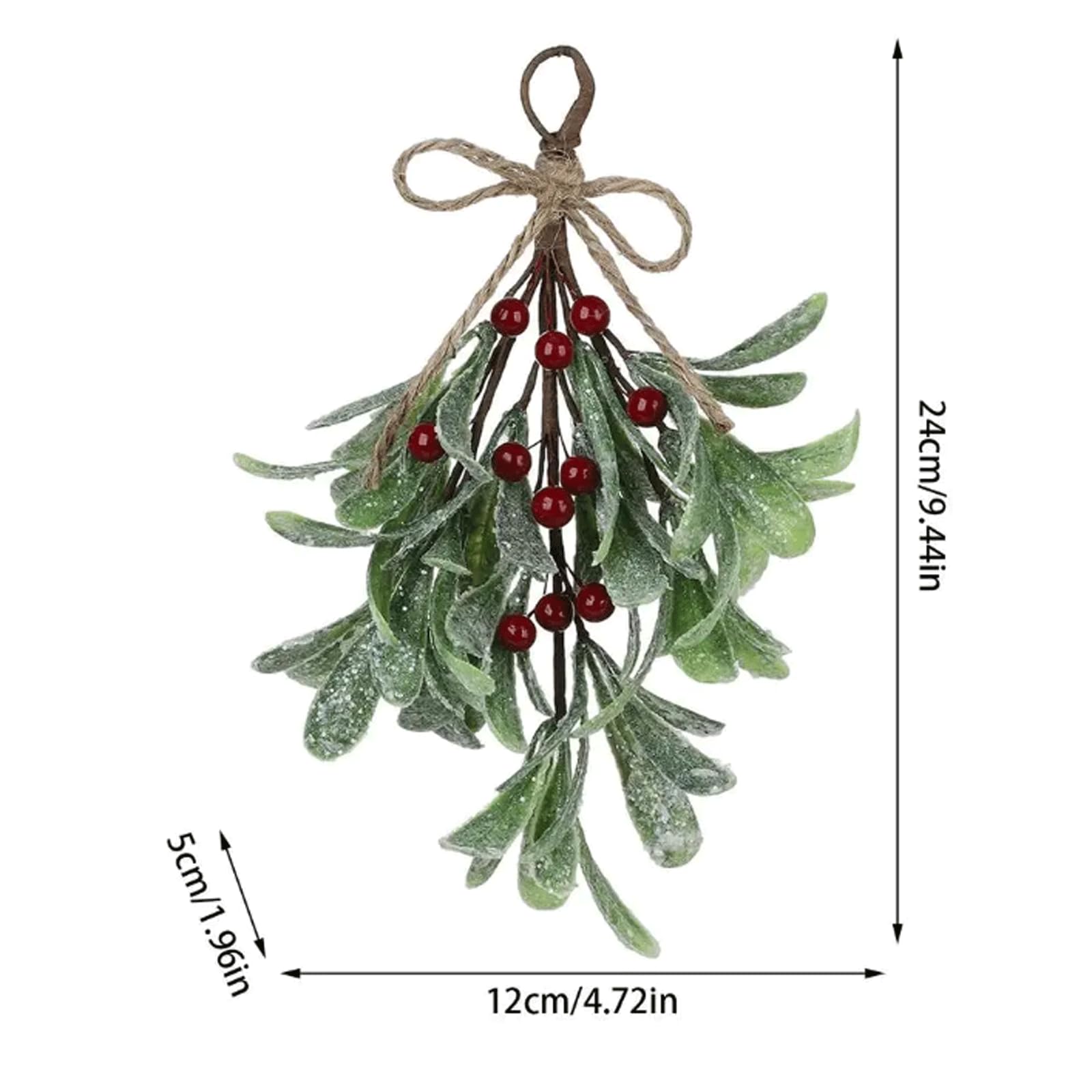 5 Stück Weihnachtskranz, verschneite Mistelzweig-Dekoration, glitzernde Heimdekoration, Festliche künstliche Nachahmung von Pflanzen