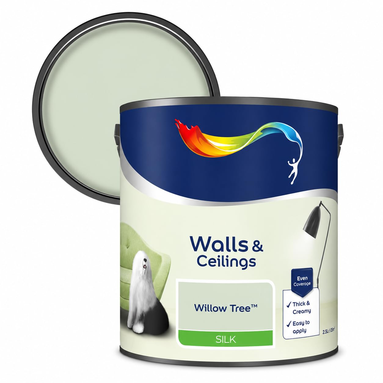 AXpower Inspirational Technology Empowering People Walls & Ceilings Silk Emulsion Paint Salute 2.5L | Smooth Mid Sheen Interior Wall Paint | Rich Blue Finish with Excellent Coverage (Willow Tree)
