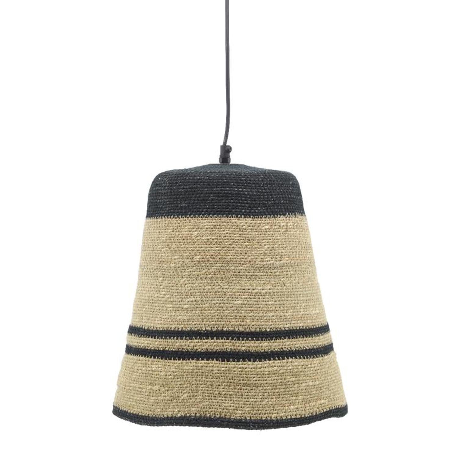 AUBRY GASPARD - Suspension en Jonc Naturel et Teinté Noir - Ø 30 cm x Hauteur 32 cm - Compatible Ampoules E27 - Équipement Électrique Inclus - Design Élégant et Naturel pour Intérieur Moderne