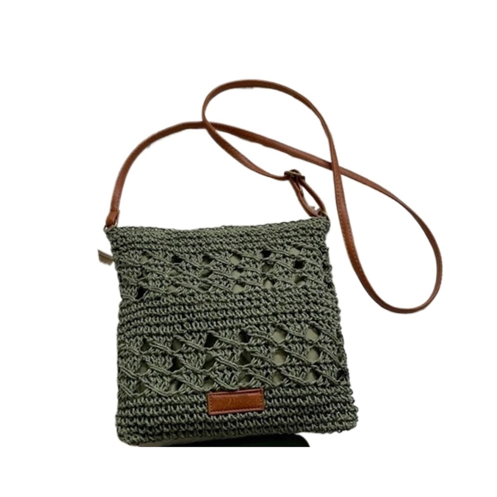 Ebzfaso Green Straw Woven Crochet Bag