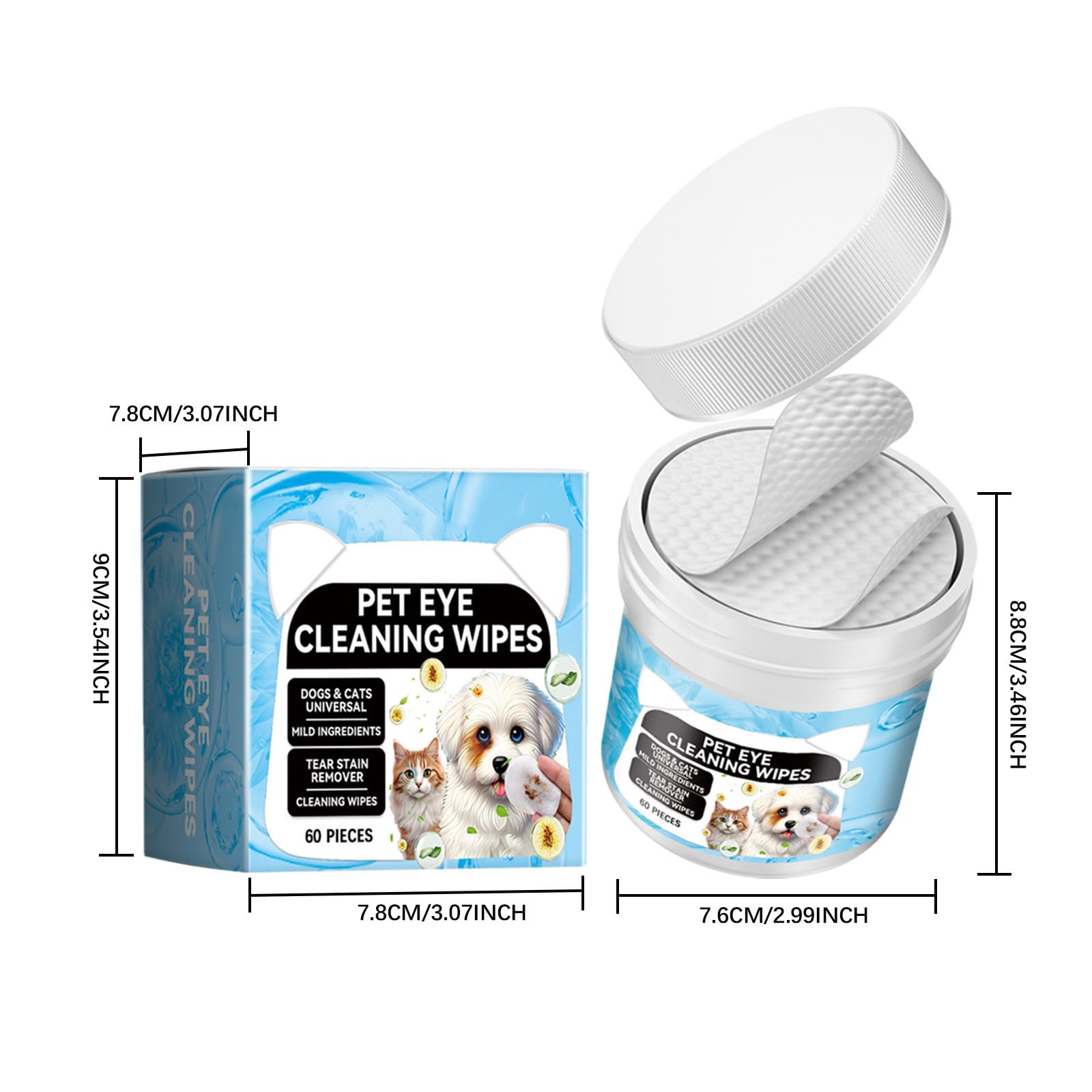 Gentle Pet Eye Cleaning Wipes for Dogs and Cats Tear Stain Remover Pads with Soothing Chamomile and Aloe Formula Unscented Grooming Wipes for Sensitive Eyes — view 9