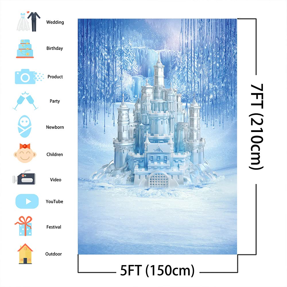 2,2x1,5m Winter Ice World Backdrop White Castle Garden Ice Sculpture Luxury Palace Photography Background Birthday Party Baby Shower Photo Booth Props