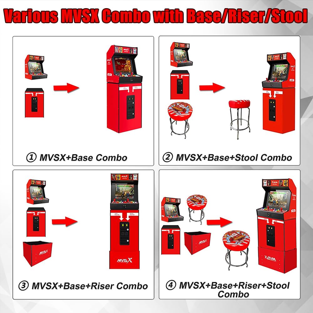 UNICO MVSX Arcade con Base Combinato, 50 giochi retro con licenza ufficiale SNK precaricati, Supporta due giocatori per giocare contemporaneamente