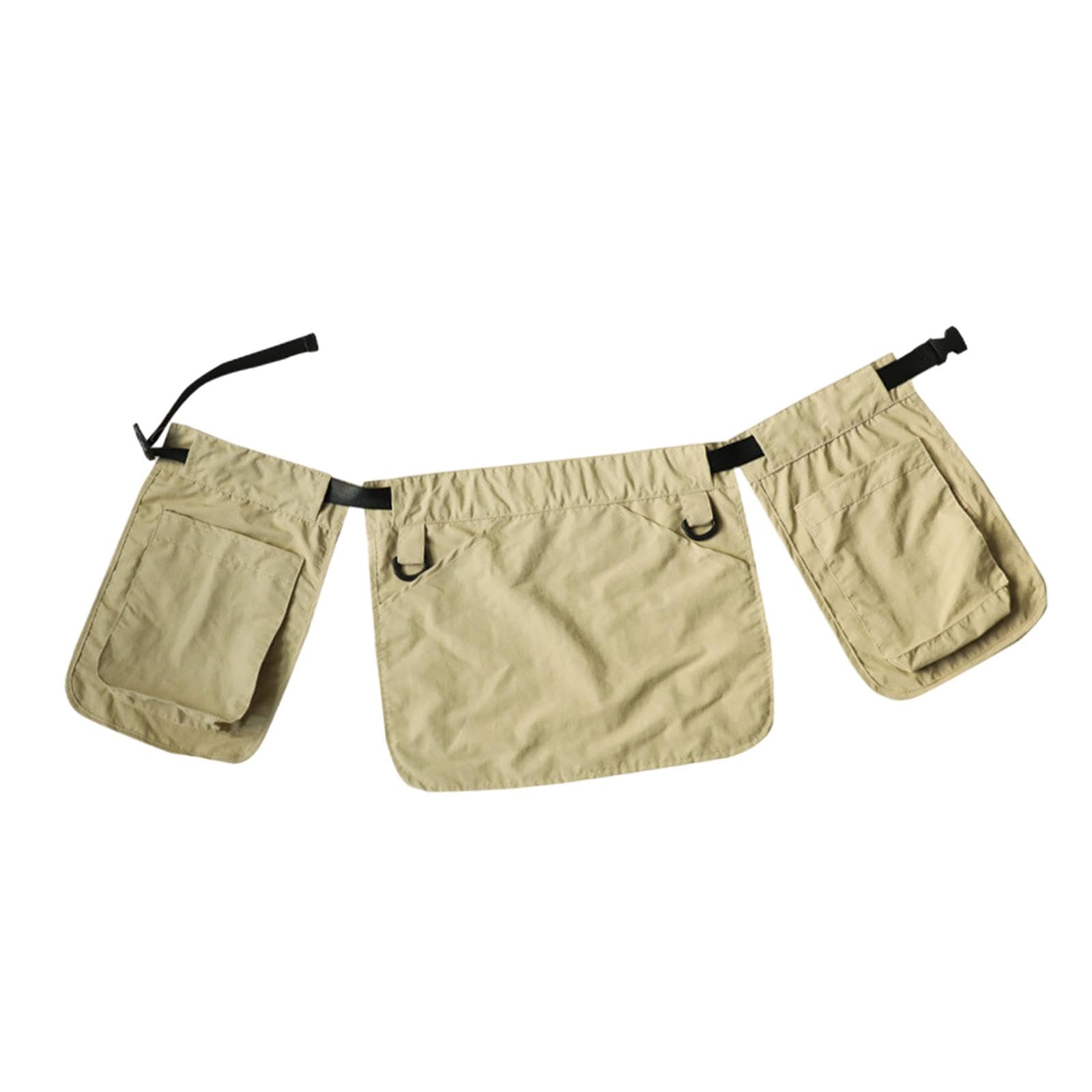 Waist Bag Fashion Pouch Multi Pockets Waist Apron for Running Outdoor Travel Khaki-image-3