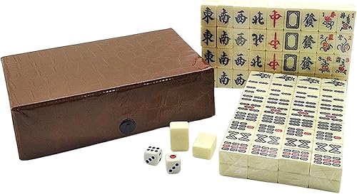 Mahjong chino 144 azulejos de melamina numerados con estuche de viaje de transporte mini juego de azulejos tradicionales Mahjong de viaje portátil