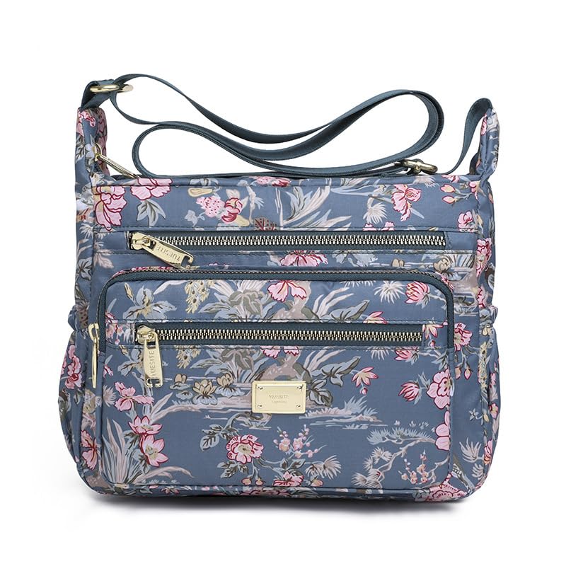 Image of PALAY Crossbody Bag for Women Nylon Shoulder Bags Floral Multi-Pocket Purse Sling Bag for Woman